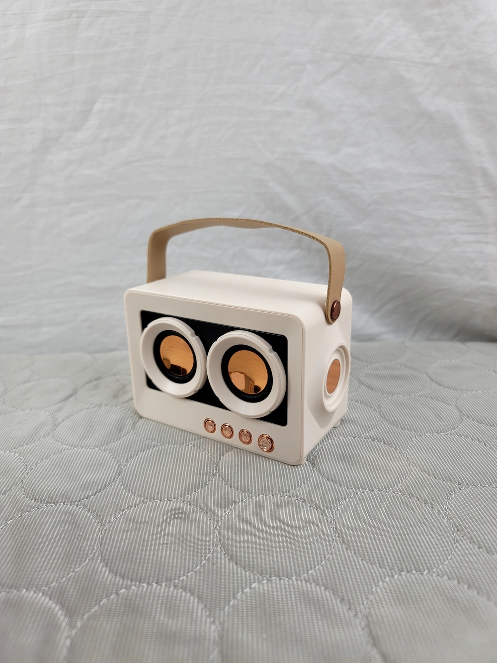 NIB NWT Heyday Retro Tech Wireless Bluetooth Speaker Stucco Cream RoseGold Trim